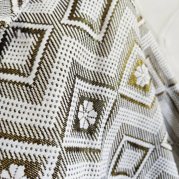 Poncho / Cream & Gold / Fringe / Fits up to Large - Picture 5 of 8